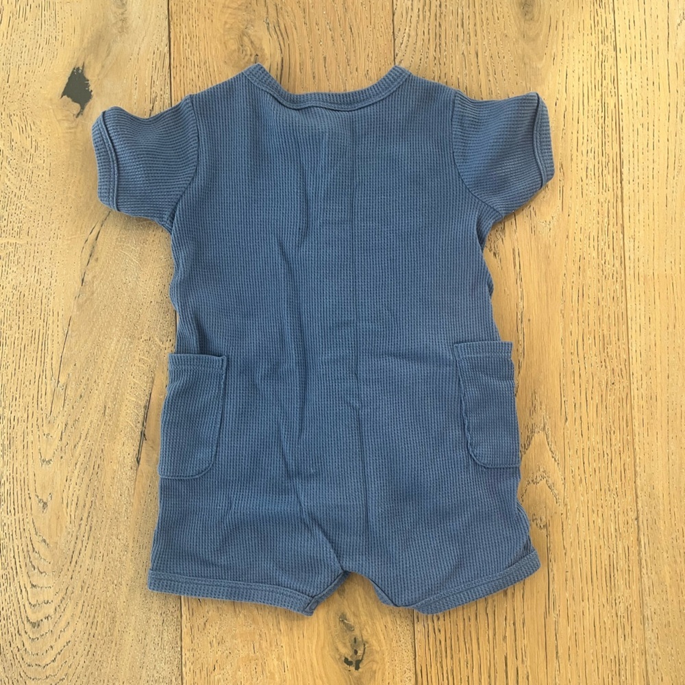 Carters Baby Boy Coveralls Shorts Romper Blue Navy Button 12 months - Picture 2 of 5